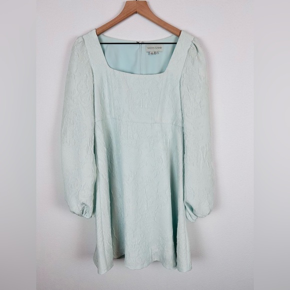 Sachin + Babi Rhinebeck Mini Dress Puff Sleeve Light Blue Mint 4 - Picture 1 of 12